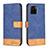 Leather Case Stands Flip Cover Holder B02F for Vivo Y15A Blue