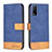 Leather Case Stands Flip Cover Holder B02F for Vivo Y20a Blue