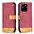 Leather Case Stands Flip Cover Holder B02F for Vivo Y35 4G Red