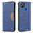 Leather Case Stands Flip Cover Holder B02F for Xiaomi POCO C3 Blue