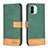 Leather Case Stands Flip Cover Holder B02F for Xiaomi Poco C51 Green