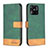 Leather Case Stands Flip Cover Holder B02F for Xiaomi Redmi 10C 4G Green