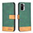 Leather Case Stands Flip Cover Holder B02F for Xiaomi Redmi Note 10 4G Green