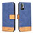 Leather Case Stands Flip Cover Holder B02F for Xiaomi Redmi Note 10 5G Blue