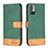 Leather Case Stands Flip Cover Holder B02F for Xiaomi Redmi Note 10 5G Green