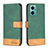 Leather Case Stands Flip Cover Holder B02F for Xiaomi Redmi Note 11E 5G Green