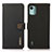 Leather Case Stands Flip Cover Holder B02H for Nokia C12 Black