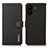 Leather Case Stands Flip Cover Holder B02H for Xiaomi Poco C65 Black