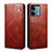 Leather Case Stands Flip Cover Holder B02S for Xiaomi Redmi Note 13 5G Brown