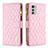 Leather Case Stands Flip Cover Holder B03F for Motorola Moto E32s Pink