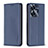 Leather Case Stands Flip Cover Holder B03F for Realme C55 Blue