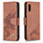 Leather Case Stands Flip Cover Holder B03F for Samsung Galaxy A02 Brown