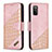 Leather Case Stands Flip Cover Holder B03F for Samsung Galaxy A03s Rose Gold