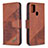 Leather Case Stands Flip Cover Holder B03F for Samsung Galaxy A21s Brown