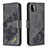 Leather Case Stands Flip Cover Holder B03F for Samsung Galaxy A22 5G Black