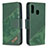 Leather Case Stands Flip Cover Holder B03F for Samsung Galaxy A40 Green