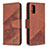 Leather Case Stands Flip Cover Holder B03F for Samsung Galaxy A41 Brown