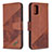 Leather Case Stands Flip Cover Holder B03F for Samsung Galaxy A71 5G Brown