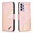 Leather Case Stands Flip Cover Holder B03F for Samsung Galaxy A73 5G Rose Gold