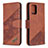 Leather Case Stands Flip Cover Holder B03F for Samsung Galaxy A91 Brown