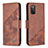 Leather Case Stands Flip Cover Holder B03F for Samsung Galaxy F02S SM-E025F Brown