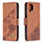 Leather Case Stands Flip Cover Holder B03F for Samsung Galaxy M12 Brown