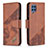 Leather Case Stands Flip Cover Holder B03F for Samsung Galaxy M32 4G Brown