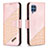 Leather Case Stands Flip Cover Holder B03F for Samsung Galaxy M32 4G Rose Gold