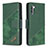 Leather Case Stands Flip Cover Holder B03F for Samsung Galaxy Note 10 5G Green