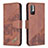 Leather Case Stands Flip Cover Holder B03F for Xiaomi POCO M3 Pro 5G Brown