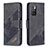 Leather Case Stands Flip Cover Holder B03F for Xiaomi Redmi 10 4G Black