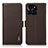 Leather Case Stands Flip Cover Holder B03H for Huawei Honor X6a Brown