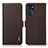 Leather Case Stands Flip Cover Holder B03H for Motorola Moto G 5G (2022) Brown