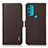 Leather Case Stands Flip Cover Holder B03H for Motorola Moto G71 5G Brown