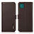 Leather Case Stands Flip Cover Holder B03H for Samsung Galaxy A22 5G Brown