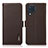 Leather Case Stands Flip Cover Holder B03H for Samsung Galaxy M32 4G Brown