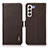 Leather Case Stands Flip Cover Holder B03H for Samsung Galaxy S22 Plus 5G Brown