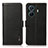 Leather Case Stands Flip Cover Holder B03H for Vivo iQOO Z6 Pro 5G Black