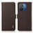 Leather Case Stands Flip Cover Holder B03H for Xiaomi Poco C55 Brown