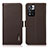 Leather Case Stands Flip Cover Holder B03H for Xiaomi Poco X4 NFC Brown