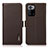 Leather Case Stands Flip Cover Holder B03H for Xiaomi Redmi Note 10 Pro 5G Brown