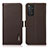 Leather Case Stands Flip Cover Holder B03H for Xiaomi Redmi Note 11 4G (2022) Brown