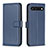 Leather Case Stands Flip Cover Holder B04F for Google Pixel 7 5G Blue