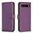 Leather Case Stands Flip Cover Holder B04F for Google Pixel 7 5G Purple