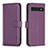 Leather Case Stands Flip Cover Holder B04F for Google Pixel 7 Pro 5G Purple