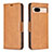 Leather Case Stands Flip Cover Holder B04F for Google Pixel 8a 5G Light Brown