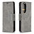 Leather Case Stands Flip Cover Holder B04F for Huawei P50 Gray