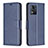 Leather Case Stands Flip Cover Holder B04F for Motorola Moto E13 Blue