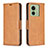 Leather Case Stands Flip Cover Holder B04F for Motorola Moto Edge (2023) 5G Light Brown