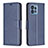 Leather Case Stands Flip Cover Holder B04F for Motorola Moto Edge Plus (2023) 5G Blue